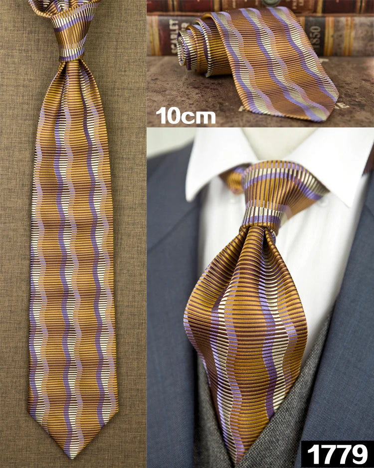 Men's 100% Silk Jacquard Necktie – Geometric, Floral, Checked & Solid