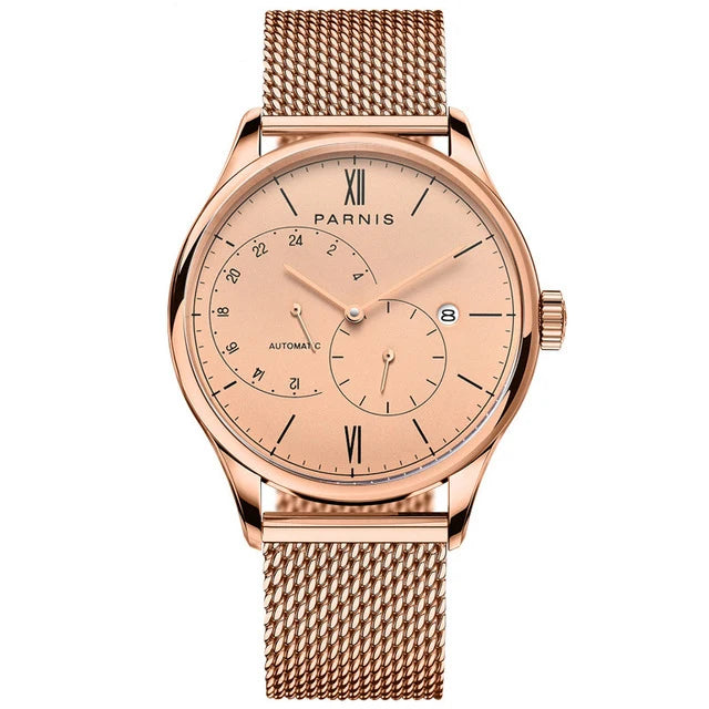 men automatic watch,mens watches PARNIS man self wind mechanical wristwatch waterproof clock ultrathin relogio top luxury brand