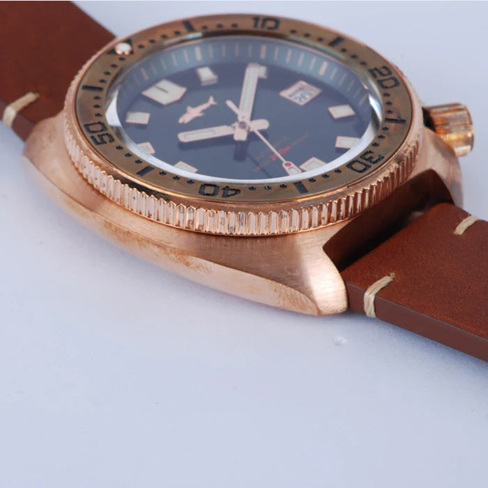 HEIMDALLR Men Dive Watch Bronze Turtle Case Automatic Mechanical Wristwatch Diver 200m Waterproof C3 Luminous Sapphire NH35