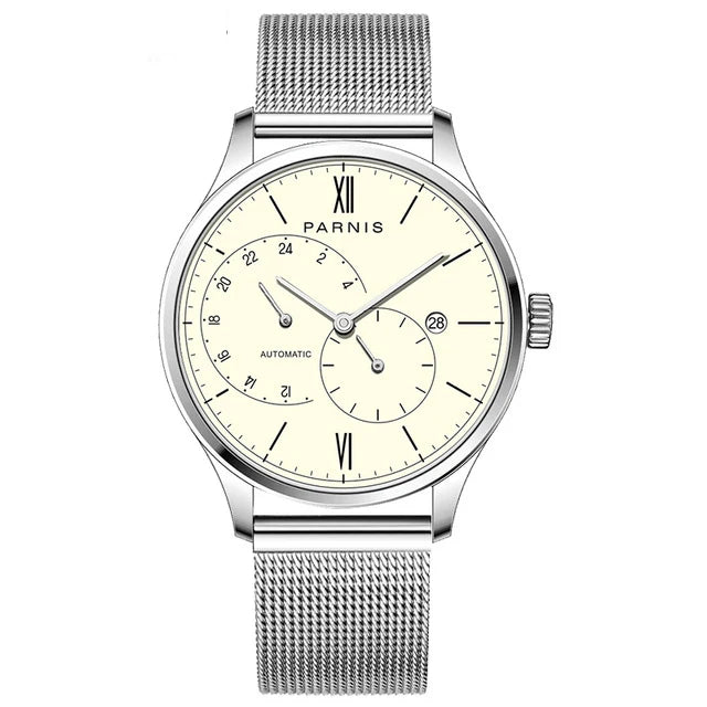 men automatic watch,mens watches PARNIS man self wind mechanical wristwatch waterproof clock ultrathin relogio top luxury brand