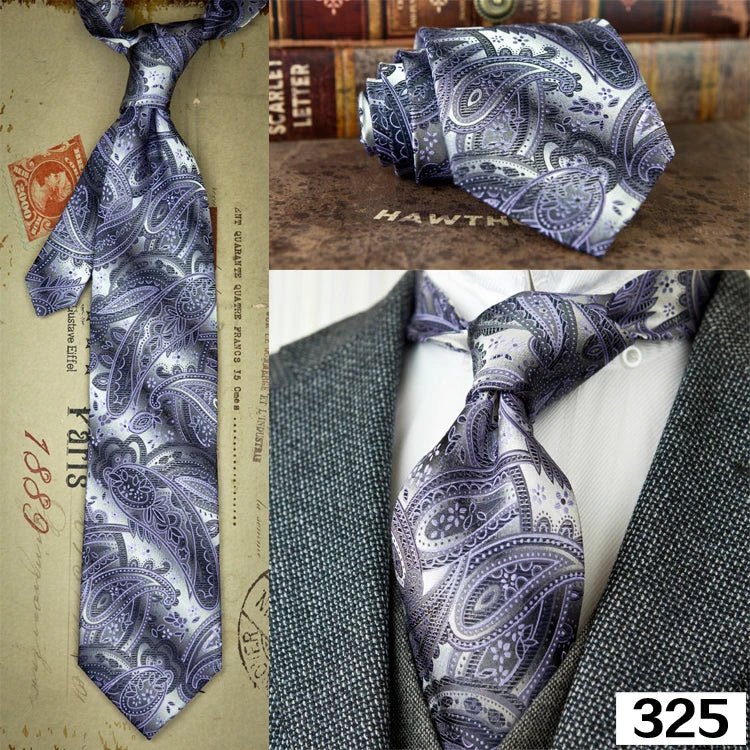 Men's 100% Silk Jacquard Necktie – Paisley, Abstract & Geometric Patterns