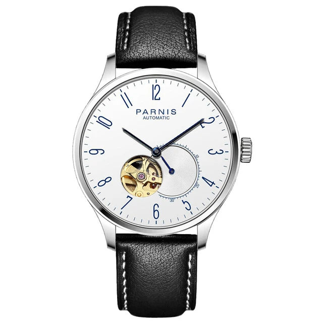 men automatic watch,mens watches PARNIS man self wind mechanical wristwatch waterproof clock ultrathin relogio top luxury brand
