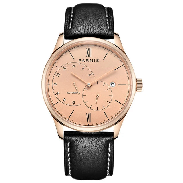 men automatic watch,mens watches PARNIS man self wind mechanical wristwatch waterproof clock ultrathin relogio top luxury brand