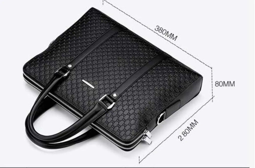 Men's PU Leather Briefcase | 14" Laptop Bag in Black, Blue & Brown