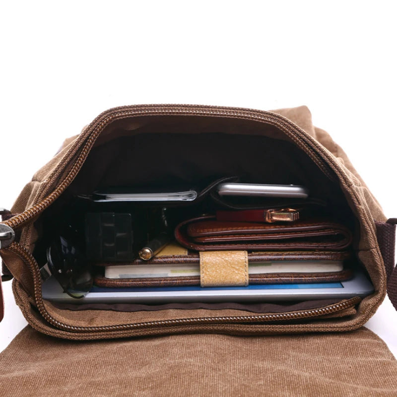 Men's Vintage Canvas Messenger Bag – Retro Crossbody & Shoulder Bag for Work & Travel