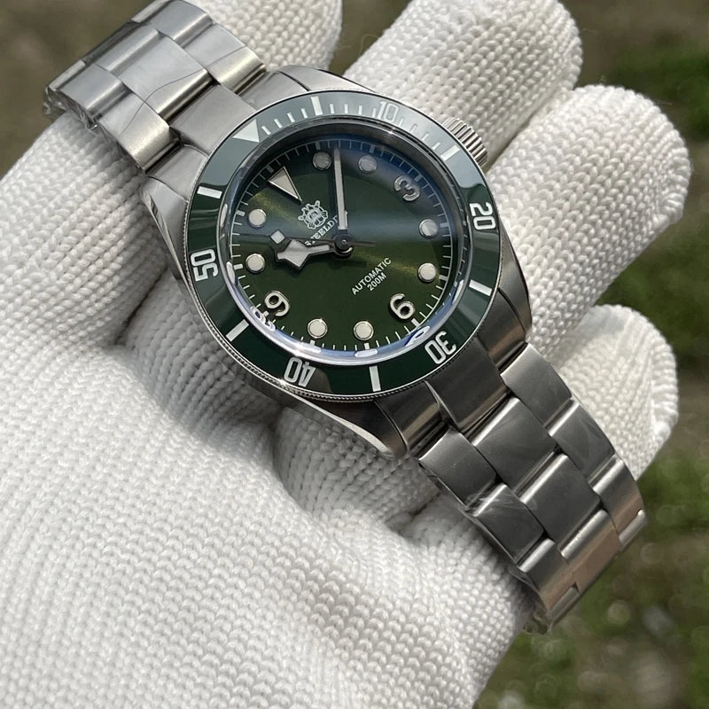 STEELDIVE Men Automatic Watch 41.1mm Diver Mechanical Wristwatch 20ATM Waterproof BGW-9 Luminous Ceramic Bezel NH35
