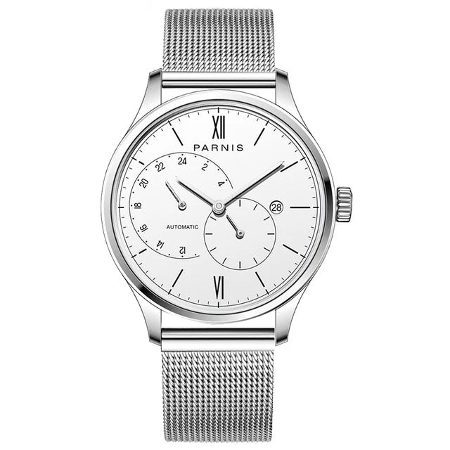 men automatic watch,mens watches PARNIS man self wind mechanical wristwatch waterproof clock ultrathin relogio top luxury brand