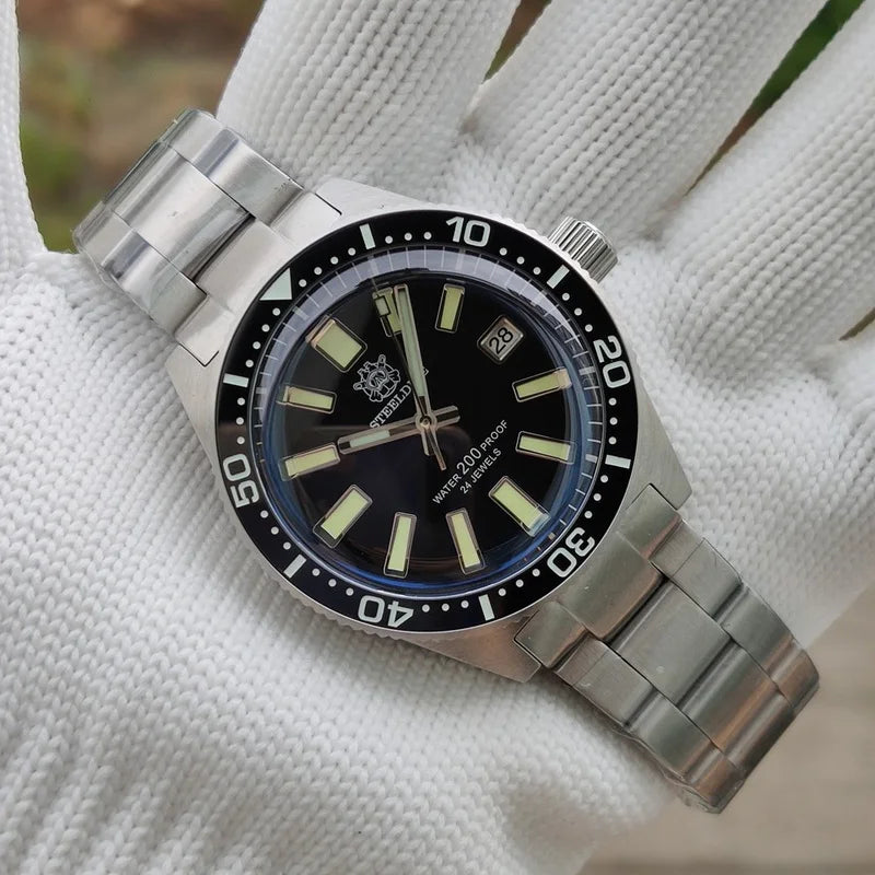 STEELDIVE Men Diver Watch 62Mas Automatic Mechanical Wristwatch 20ATM Waterproof BGW-9 Luminous Sapphire NH35 Ceramic Bezel