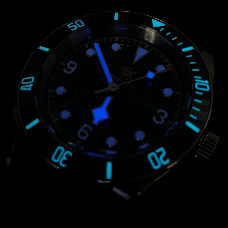 STEELDIVE Men Automatic Watch 41.1mm Diver Mechanical Wristwatch 20ATM Waterproof BGW-9 Luminous Ceramic Bezel NH35