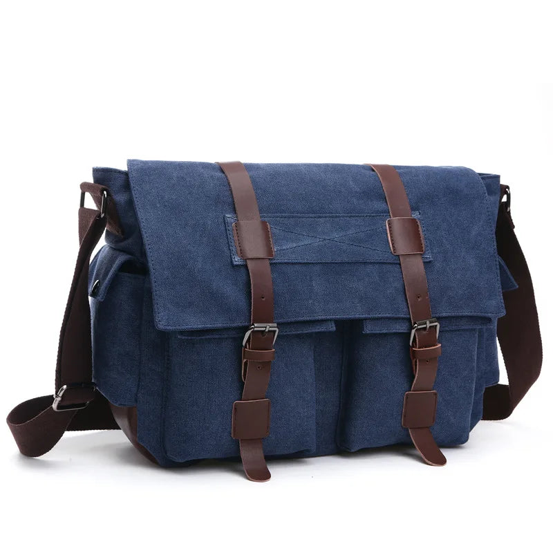 Men's Vintage Canvas Messenger Bag – Retro Crossbody & Shoulder Bag for Work & Travel