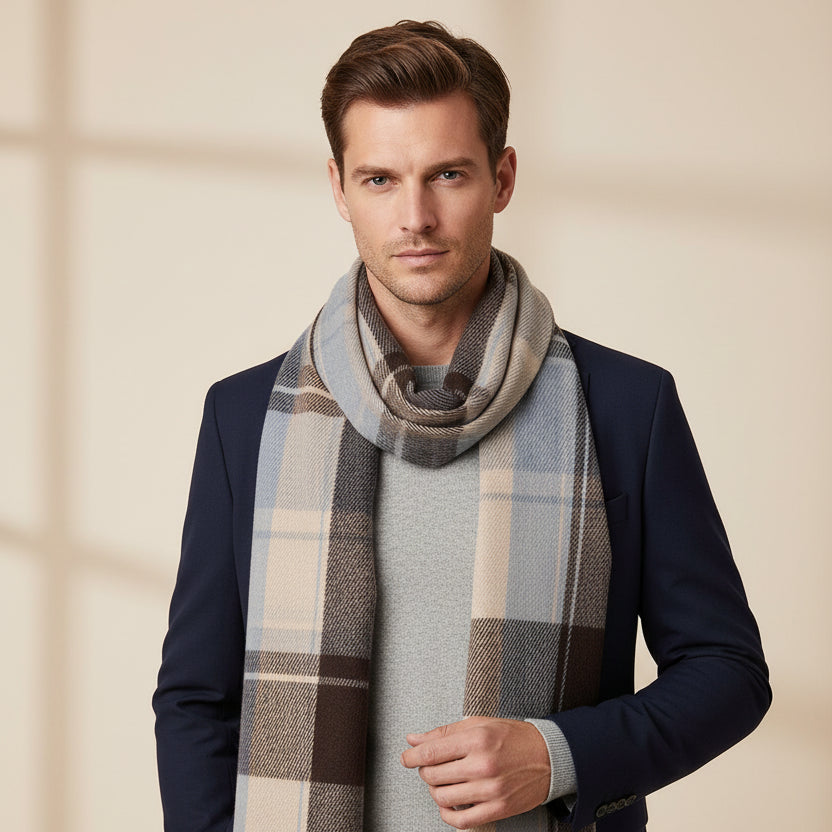 Plaid Cashmere Scarf – Tassel Wrap