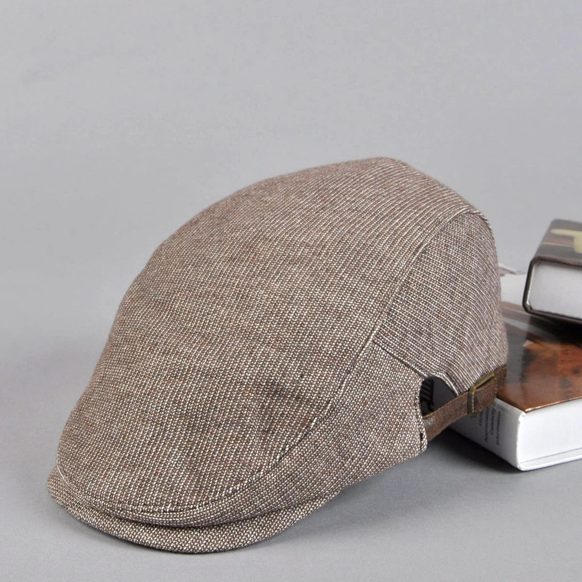 Men's Cotton Flat Cap – Leather Strap Ivy Hat