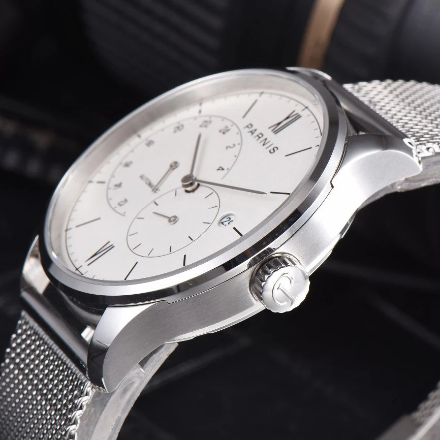 men automatic watch,mens watches PARNIS man self wind mechanical wristwatch waterproof clock ultrathin relogio top luxury brand