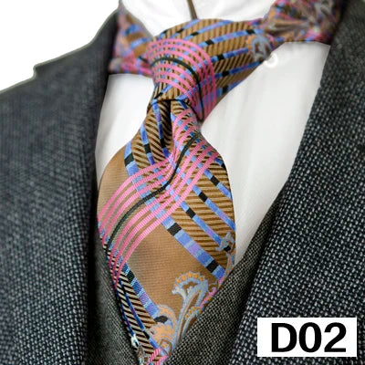 Men's 100% Silk Jacquard Necktie – Paisley, Abstract & Geometric Patterns