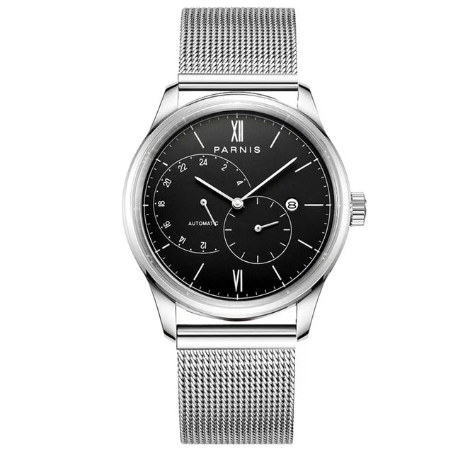 men automatic watch,mens watches PARNIS man self wind mechanical wristwatch waterproof clock ultrathin relogio top luxury brand