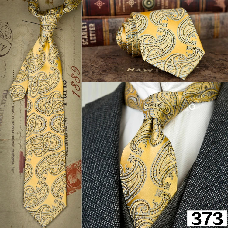 Men's 100% Silk Jacquard Necktie – Paisley, Abstract & Geometric Patterns