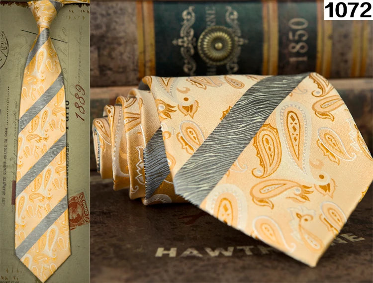Men's 100% Silk Jacquard Necktie – Geometric, Floral, Checked & Solid