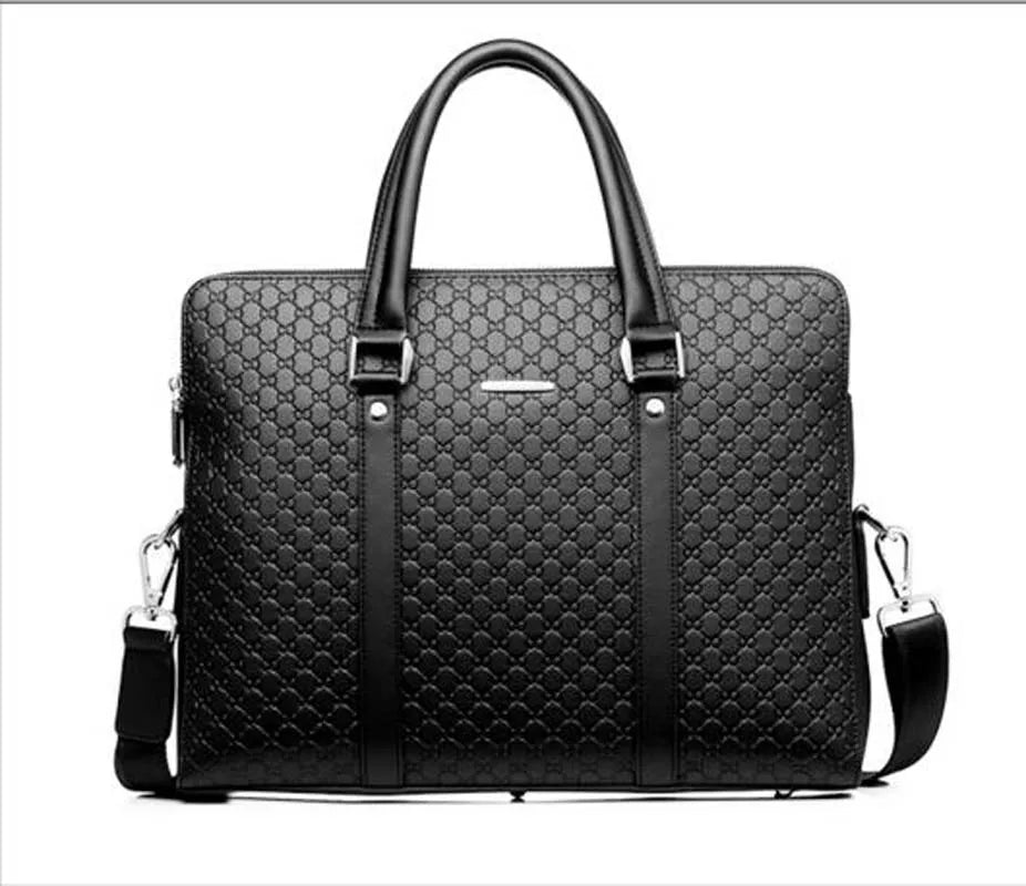 Men's PU Leather Briefcase | 14" Laptop Bag in Black, Blue & Brown