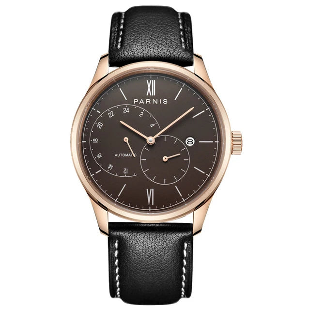 men automatic watch,mens watches PARNIS man self wind mechanical wristwatch waterproof clock ultrathin relogio top luxury brand