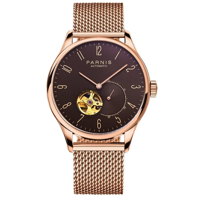 men automatic watch,mens watches PARNIS man self wind mechanical wristwatch waterproof clock ultrathin relogio top luxury brand