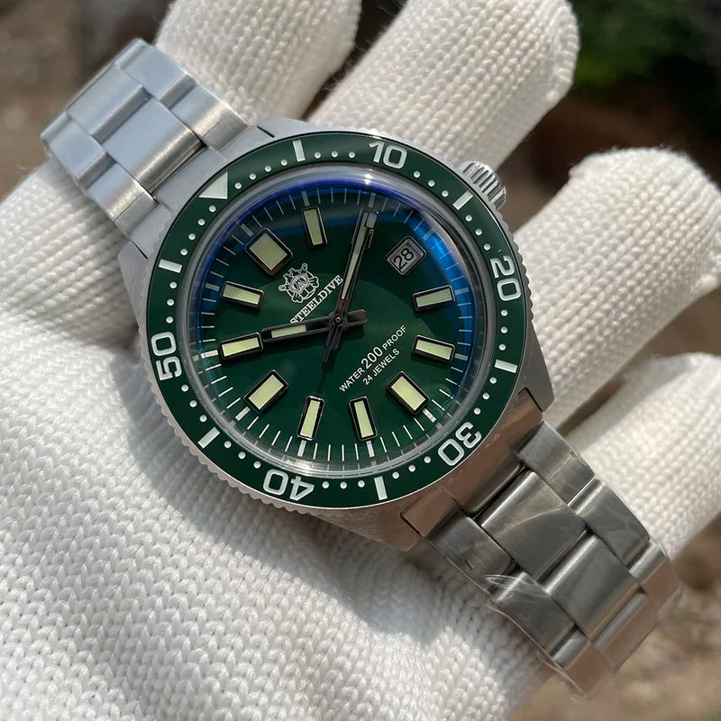 STEELDIVE Men Diver Watch 62Mas Automatic Mechanical Wristwatch 20ATM Waterproof BGW-9 Luminous Sapphire NH35 Ceramic Bezel