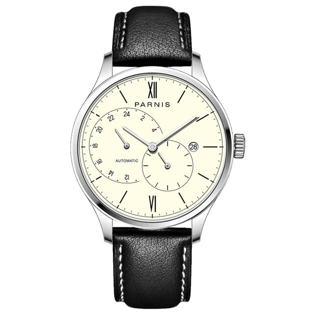men automatic watch,mens watches PARNIS man self wind mechanical wristwatch waterproof clock ultrathin relogio top luxury brand