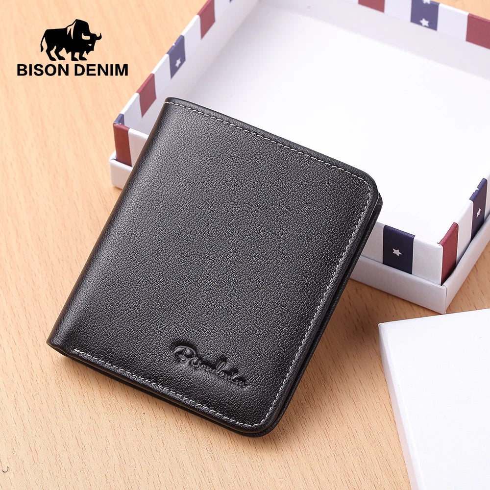 BISON DENIM Genuine Leather Bifold Wallet