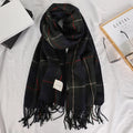 Plaid Cashmere Scarf – Tassel Wrap