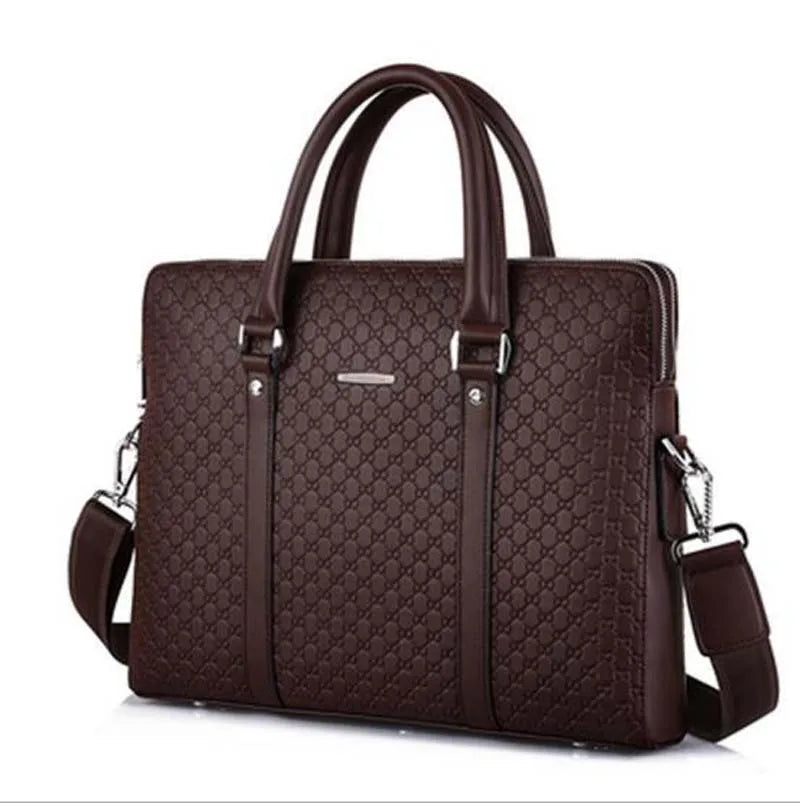 Men's PU Leather Briefcase | 14" Laptop Bag in Black, Blue & Brown