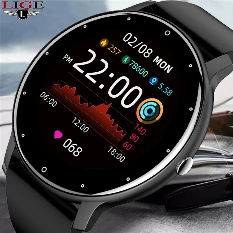 LIGE Smart Watch – 1.28" Round Display, Heart Rate, Blood Pressure, IP67