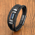 Vintage Multilayer Leather Men Bracelet Bohemia Chakra Stone Bead Bracelet Stainless Steel Jewelry Male Wrist Gift