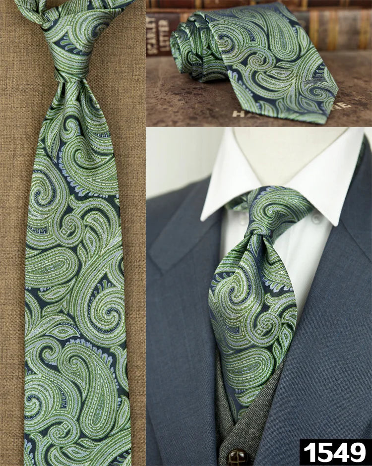 Men's 100% Silk Jacquard Necktie – Geometric, Floral, Checked & Solid