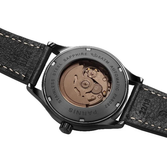 men automatic watch,mens watches luxury brand PARNIS man self wind mechanical wristwatch waterproof clock relogio leather strap