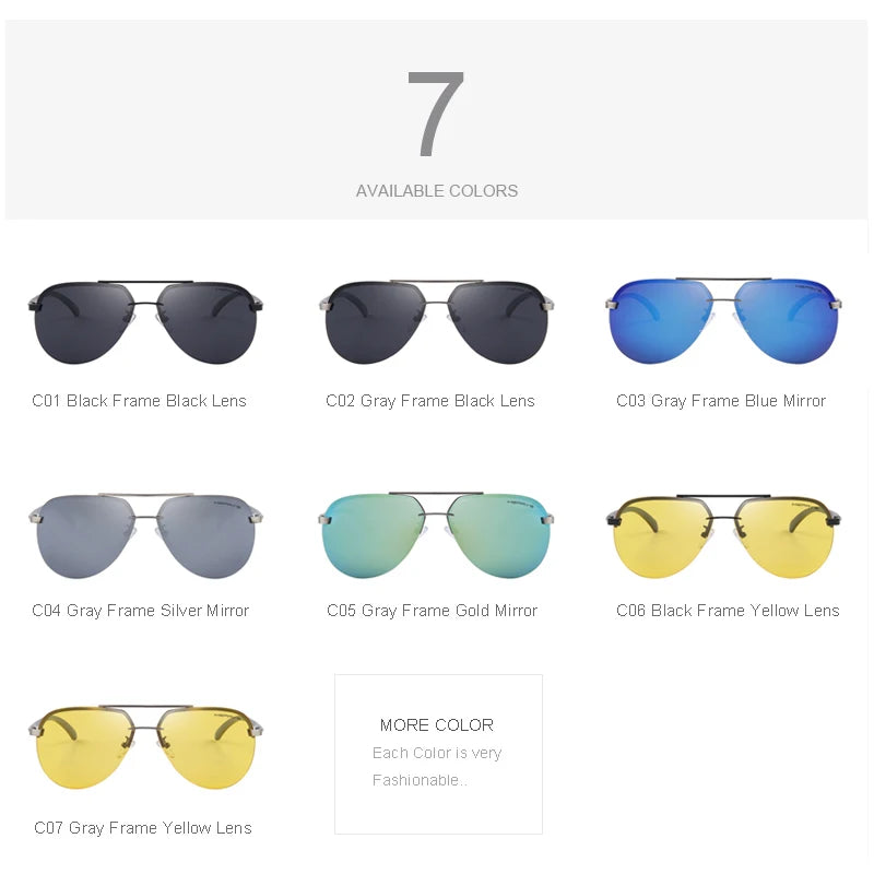 Merry's Men's Polarised Rimless Sunglasses — Aluminium Alloy Frame