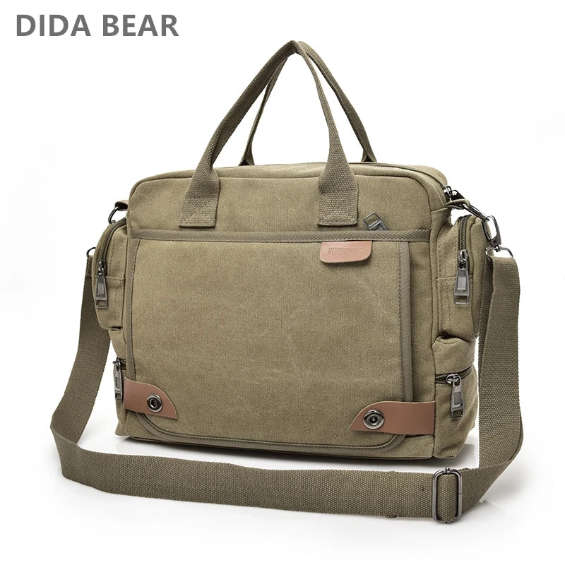 Men's Canvas Satchel Crossbody & Shoulder Bag – Large Capacity Messenger for Travel & Daily Use