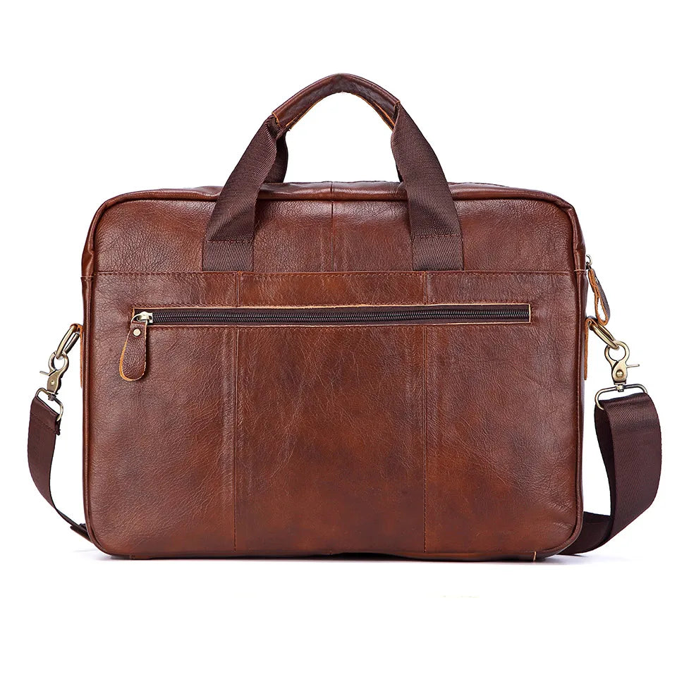 LACHIOUR Genuine Leather Laptop Bag – Business Messenger & Crossbody | Men's