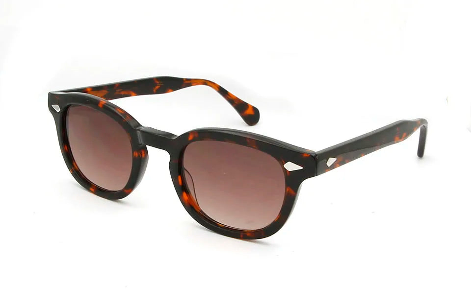 ESNBIE Acetate Sunglasses Men Round Vintage Rivet Shades Retro Small Sun Glasses Women Oval Brand Designer Goggle Oculos De Sol