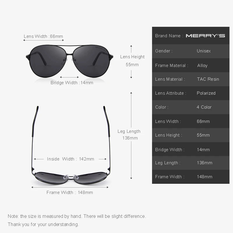 Merry's Men's Classic Aviation Polarised Sunglasses