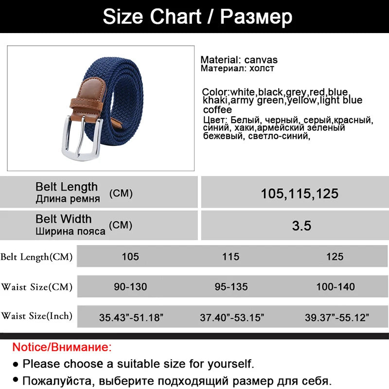 MaiKun Men's Canvas Elastic Belt – Military Pin Buckle