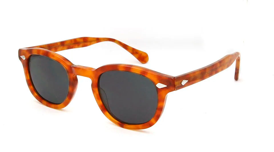 ESNBIE Acetate Sunglasses Men Round Vintage Rivet Shades Retro Small Sun Glasses Women Oval Brand Designer Goggle Oculos De Sol