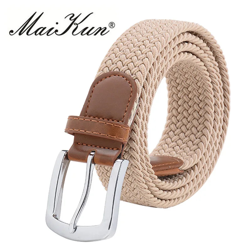 MaiKun Men's Belts for Men Metal Pin Buckle Elastic Male Belt Military Tactical Belt