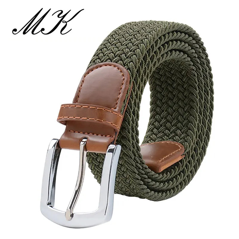 MaiKun Men's Canvas Elastic Belt – Military Pin Buckle