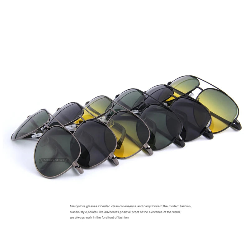 Merry's Men's Polarised Pilot Sunglasses — Day & Night Vision