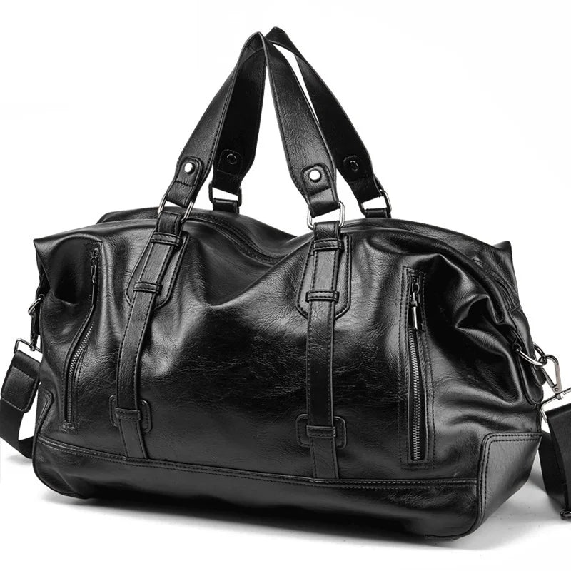 Men's PU Leather Large Travel Duffel Bag – Shoulder, Tote & Messenger Bag