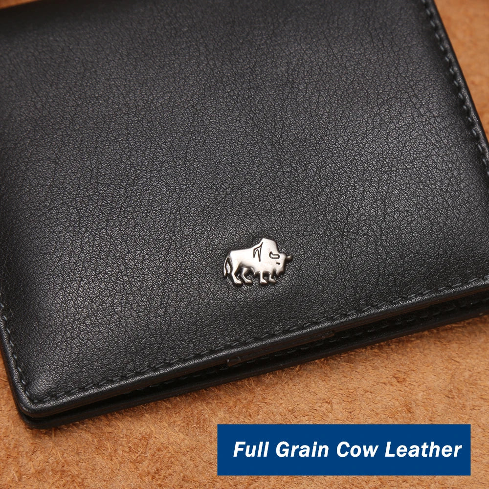 BISON DENIM RFID Blocking Leather Wallet with Coin Pocket