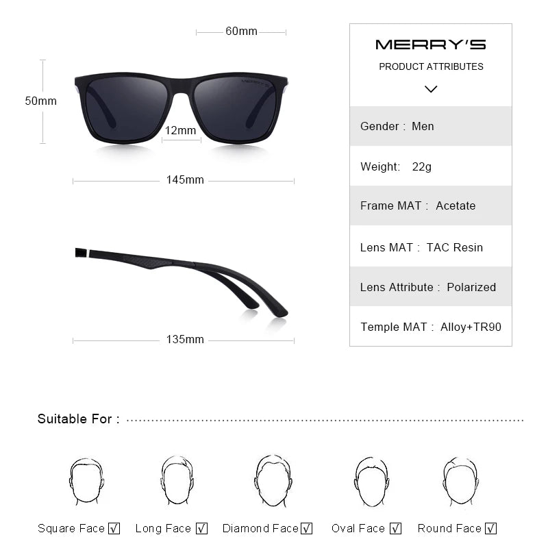 Merry's Men's HD Polarised Fishing Sunglasses — Aluminium Alloy Temples