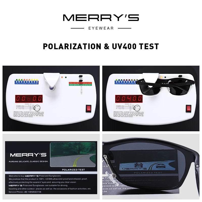 Merry's Men's HD Polarised Rectangle Sunglasses — Aluminium Frame