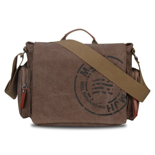 Men's Canvas Vintage Messenger Bag – Large Crossbody Shoulder & Hand Bag