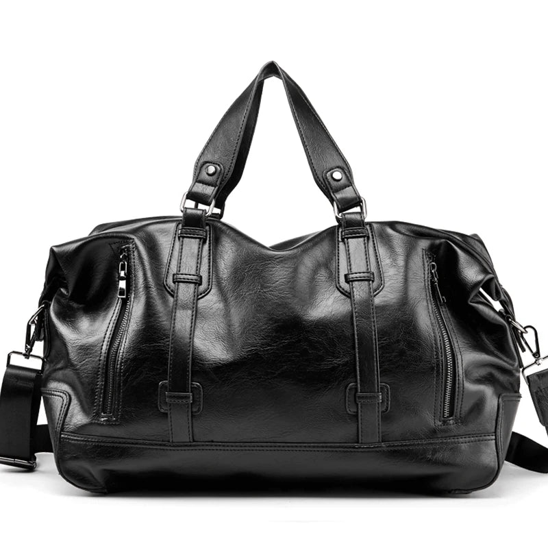 Men's PU Leather Large Travel Duffel Bag – Shoulder, Tote & Messenger Bag