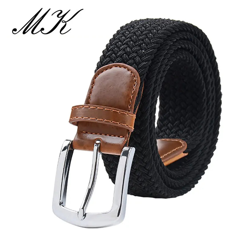 MaiKun Men's Canvas Elastic Belt – Military Pin Buckle